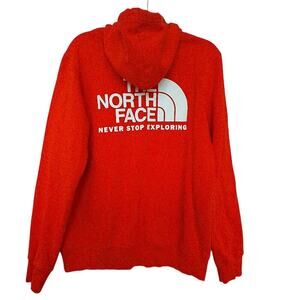 The North Face Orange Hoodie Men’s Medium Logo Front & Back Pullover